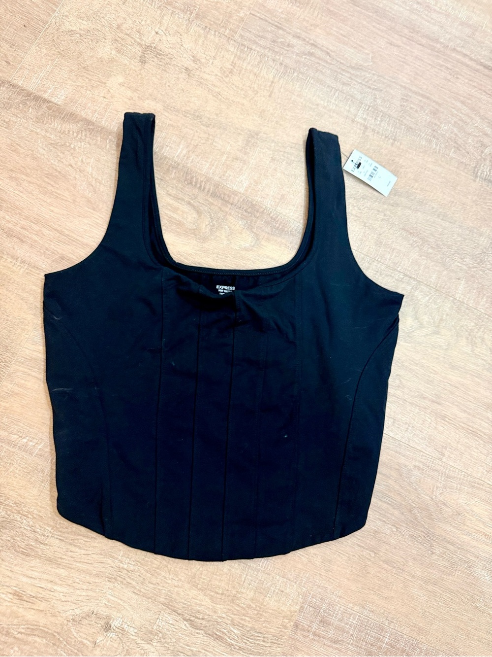 Express Black Square Neck Ribbed Tank
